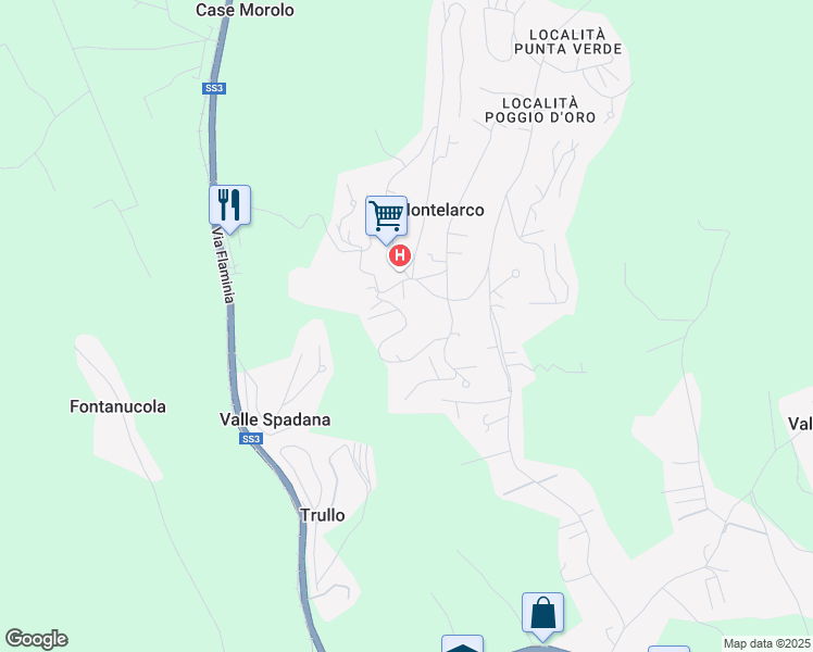 map of restaurants, bars, coffee shops, grocery stores, and more near 3 Via della Lira in Montelarco