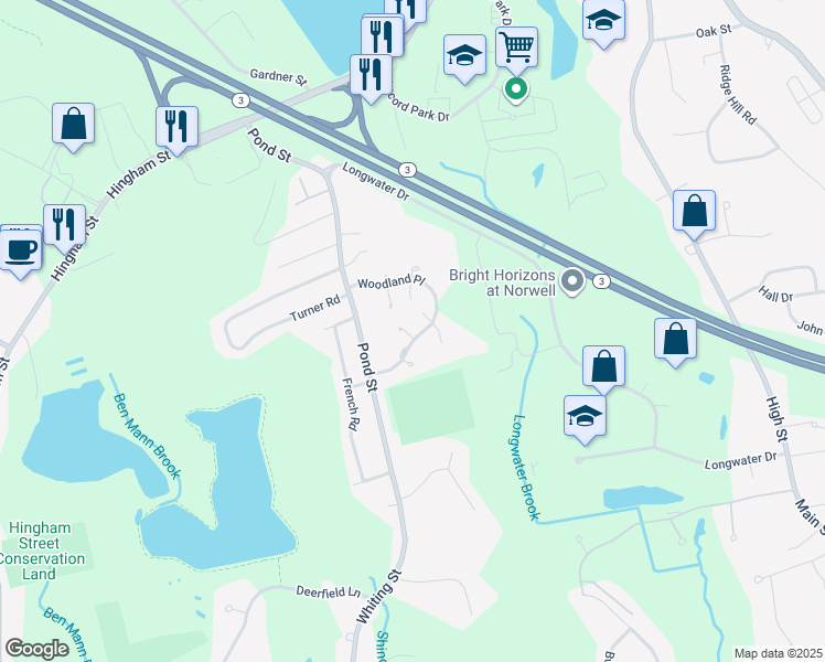 map of restaurants, bars, coffee shops, grocery stores, and more near 1 Redwood Court in Rockland