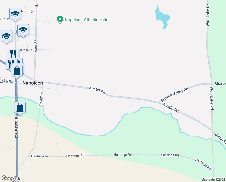 map of restaurants, bars, coffee shops, grocery stores, and more near 10060 Austin Road in Jackson