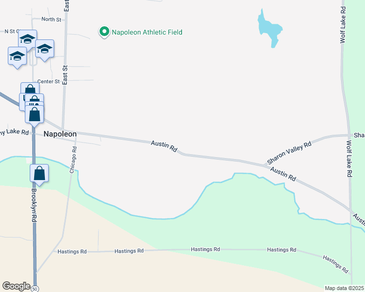 map of restaurants, bars, coffee shops, grocery stores, and more near 10012 Austin Road in Jackson