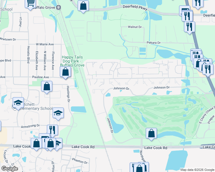 map of restaurants, bars, coffee shops, grocery stores, and more near 1142 West Inverrary Lane in Deerfield