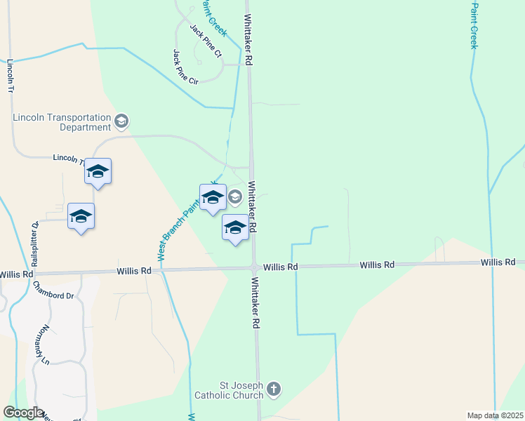 map of restaurants, bars, coffee shops, grocery stores, and more near 8779 Whittaker Road in Ypsilanti