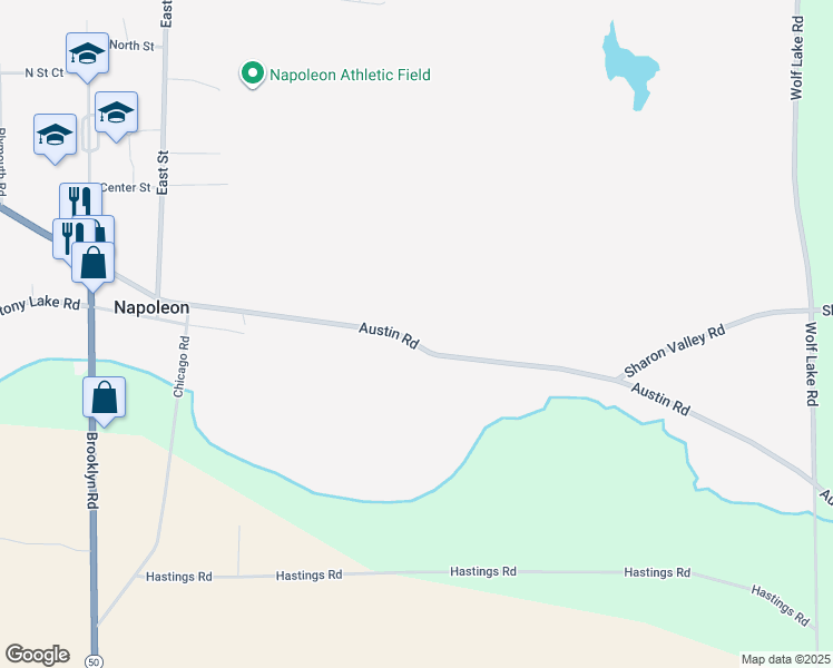 map of restaurants, bars, coffee shops, grocery stores, and more near 10012 Austin Road in Jackson