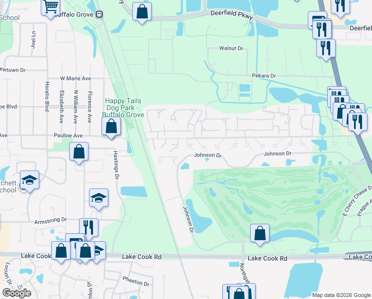 map of restaurants, bars, coffee shops, grocery stores, and more near 1142 West Inverrary Lane in Deerfield