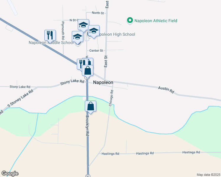map of restaurants, bars, coffee shops, grocery stores, and more near in Napoleon