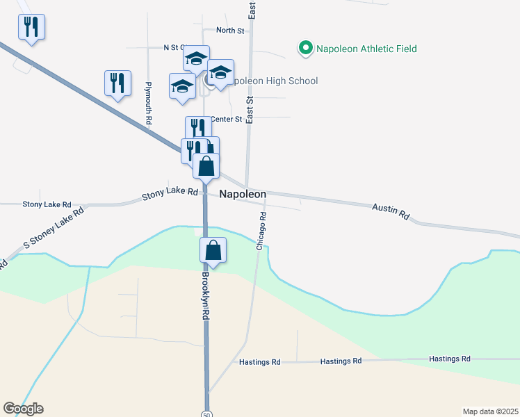 map of restaurants, bars, coffee shops, grocery stores, and more near in Napoleon