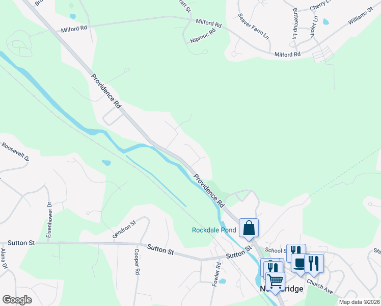 map of restaurants, bars, coffee shops, grocery stores, and more near 28 Raymond Avenue in Northbridge