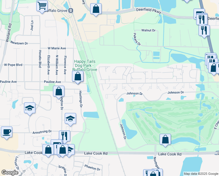 map of restaurants, bars, coffee shops, grocery stores, and more near 1328 Inverrary Lane in Deerfield