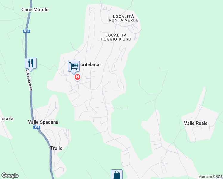 map of restaurants, bars, coffee shops, grocery stores, and more near 6 Via Antares in Montelarco