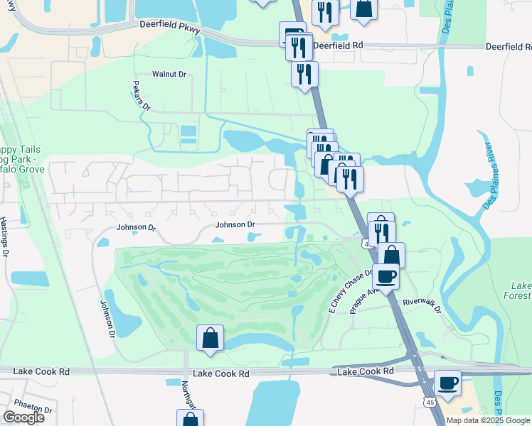map of restaurants, bars, coffee shops, grocery stores, and more near 558 Inverrary Lane in Deerfield