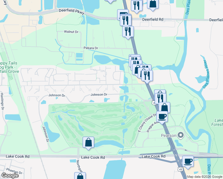map of restaurants, bars, coffee shops, grocery stores, and more near 558 Inverrary Lane in Deerfield