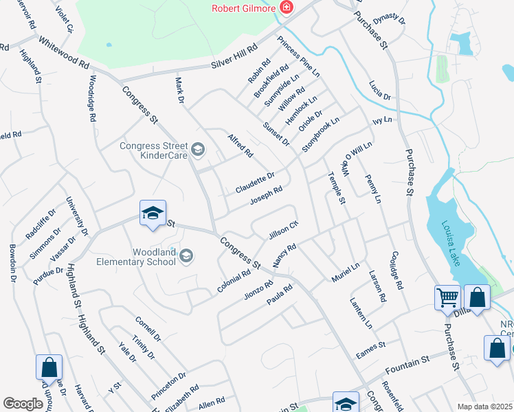 map of restaurants, bars, coffee shops, grocery stores, and more near 16 Joseph Road in Milford