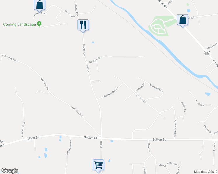 map of restaurants, bars, coffee shops, grocery stores, and more near 127 Washington Street in Northbridge