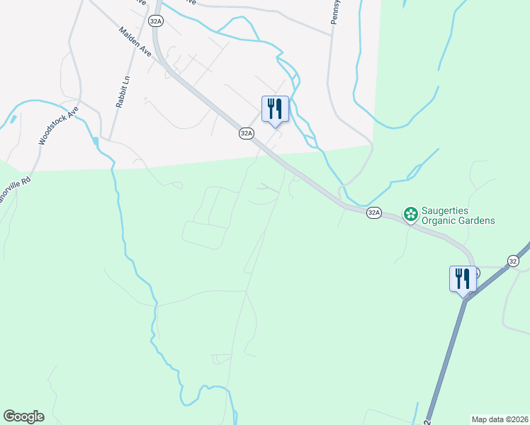 map of restaurants, bars, coffee shops, grocery stores, and more near 32 Valk Road in Saugerties