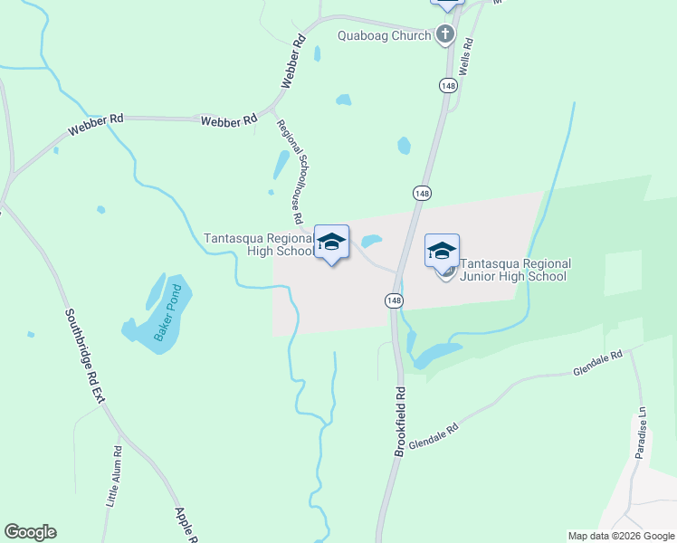 map of restaurants, bars, coffee shops, grocery stores, and more near 319 Brookfield Road in Sturbridge