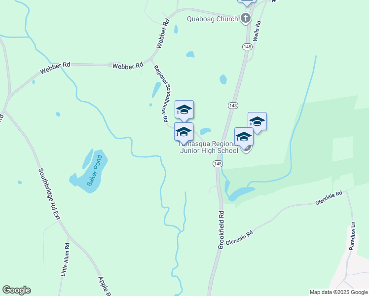 map of restaurants, bars, coffee shops, grocery stores, and more near 319 Brookfield Road in Sturbridge