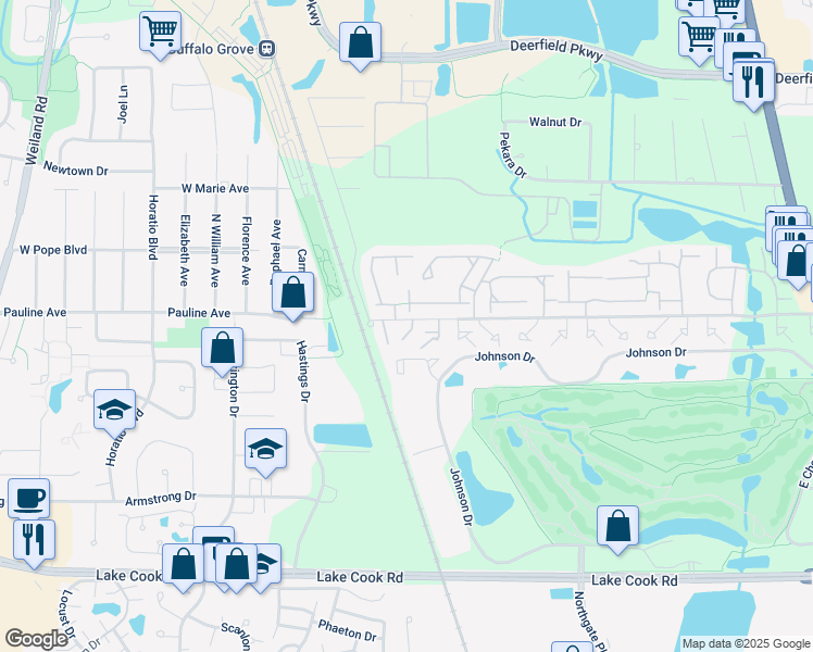 map of restaurants, bars, coffee shops, grocery stores, and more near 1312 Inverrary Lane in Deerfield