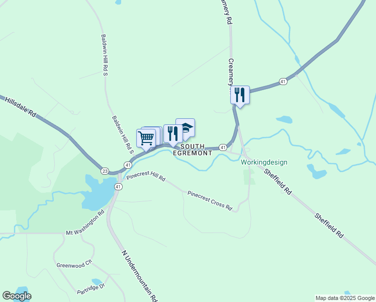 map of restaurants, bars, coffee shops, grocery stores, and more near Highway 41 in Egremont