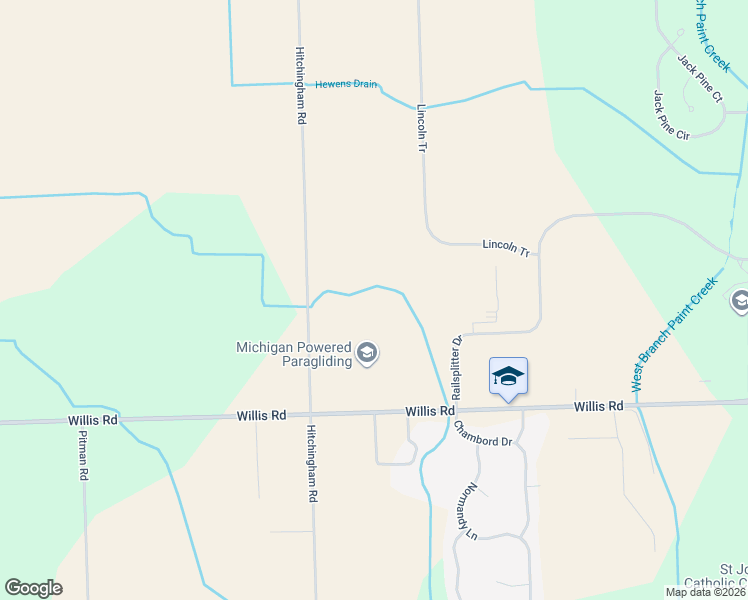 map of restaurants, bars, coffee shops, grocery stores, and more near 8875 Hitchingham Road in Ypsilanti