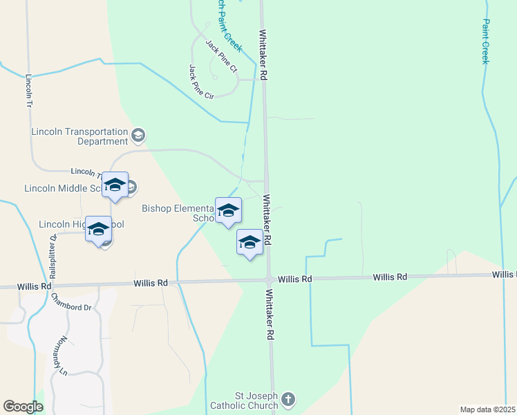 map of restaurants, bars, coffee shops, grocery stores, and more near 8850 Whittaker Road in Ypsilanti