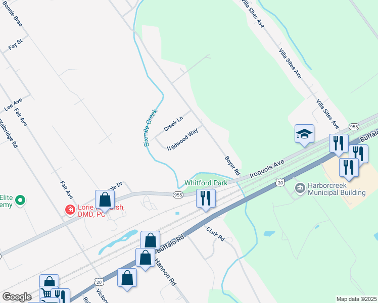 map of restaurants, bars, coffee shops, grocery stores, and more near 1202 Boyer Rd in Erie