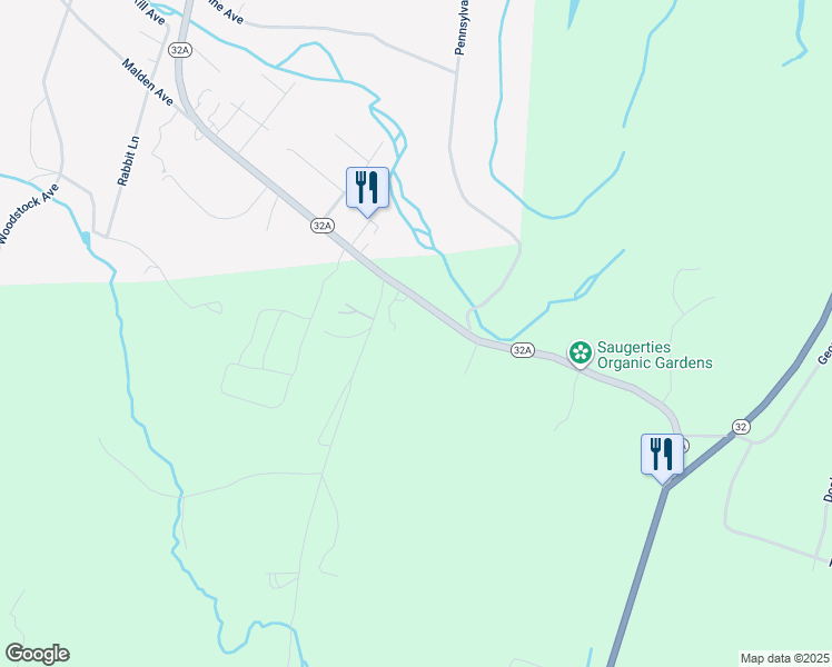 map of restaurants, bars, coffee shops, grocery stores, and more near 145 Highway 32A in Saugerties