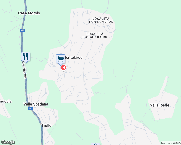 map of restaurants, bars, coffee shops, grocery stores, and more near 6 Via Antares in Montelarco