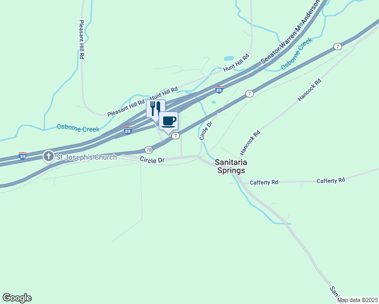 map of restaurants, bars, coffee shops, grocery stores, and more near 51 Circle Drive in Port Crane