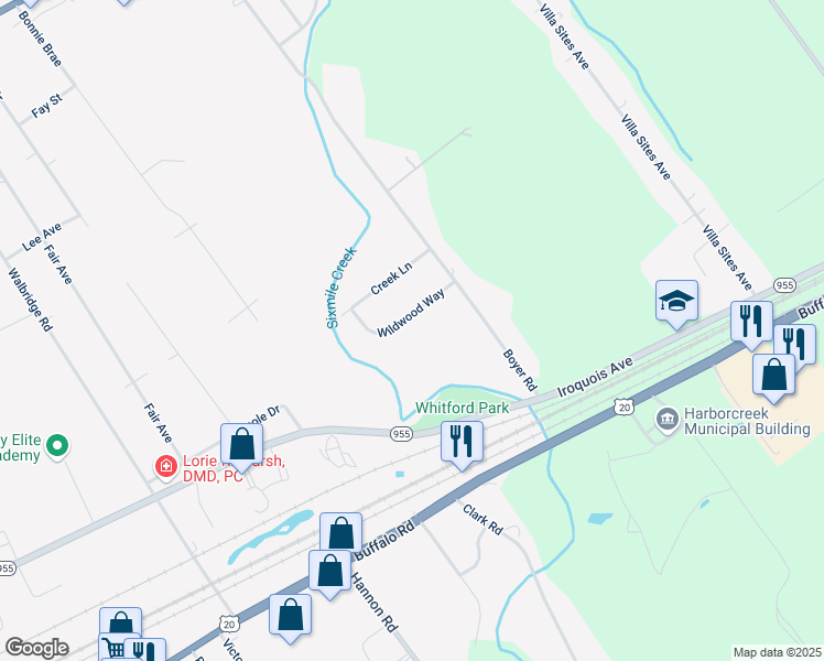 map of restaurants, bars, coffee shops, grocery stores, and more near 1202 Boyer Rd in Erie