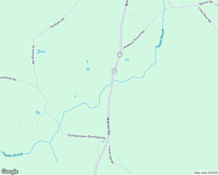 map of restaurants, bars, coffee shops, grocery stores, and more near 290 Warren Road in Brimfield
