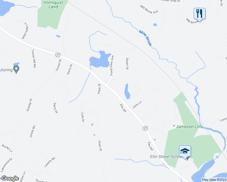 map of restaurants, bars, coffee shops, grocery stores, and more near 134 High Street in Medfield