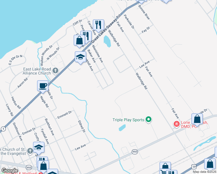 map of restaurants, bars, coffee shops, grocery stores, and more near 608 Sparkhill Ave in Erie