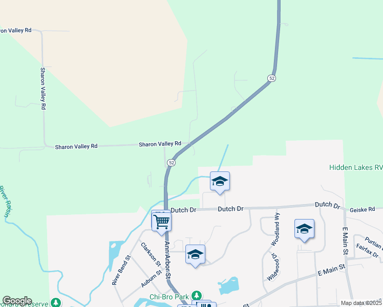 map of restaurants, bars, coffee shops, grocery stores, and more near 10903 Michigan 52 in Manchester