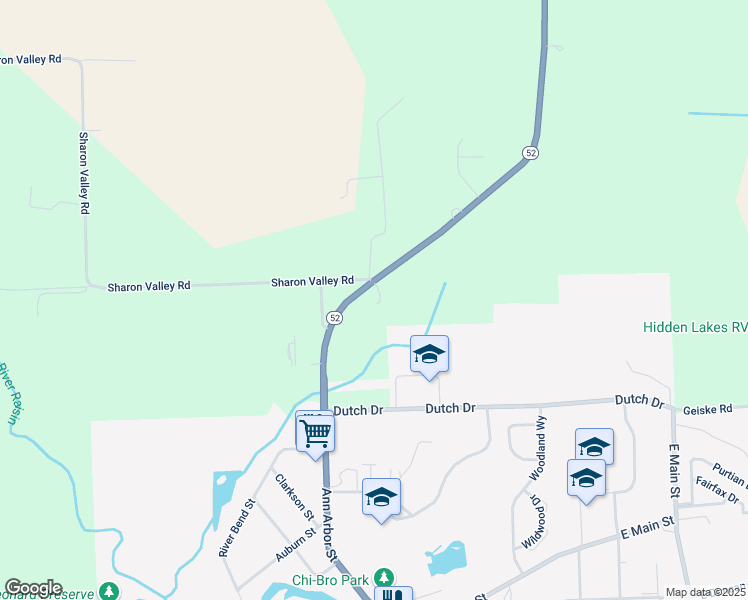 map of restaurants, bars, coffee shops, grocery stores, and more near 10903 Michigan 52 in Manchester