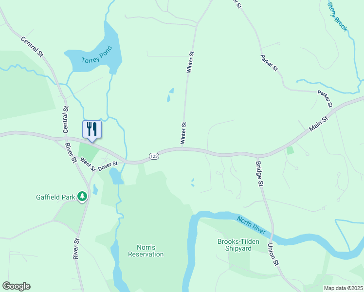 map of restaurants, bars, coffee shops, grocery stores, and more near 3 Winter Street in Norwell
