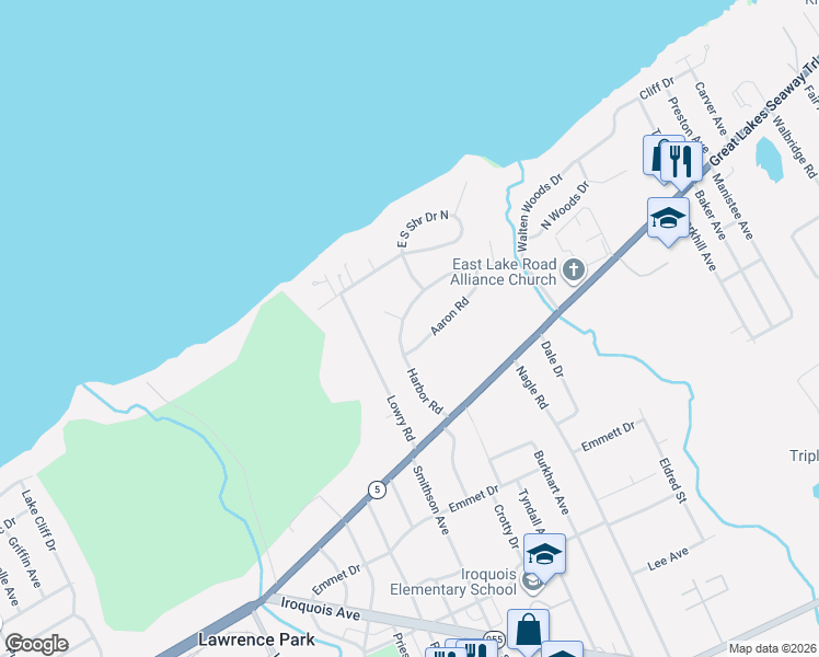 map of restaurants, bars, coffee shops, grocery stores, and more near 206 Harbor Rd in Erie