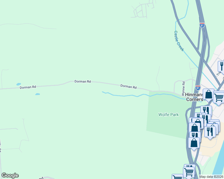 map of restaurants, bars, coffee shops, grocery stores, and more near 220 Dorman Road in Binghamton