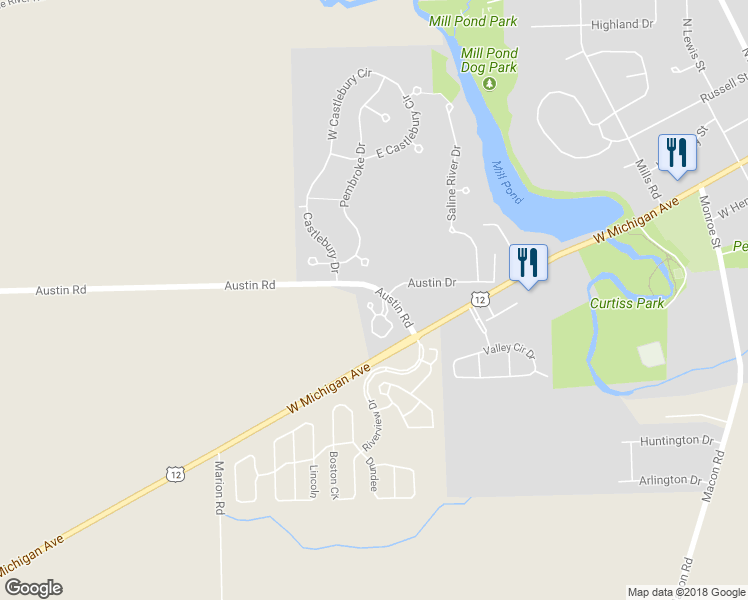 map of restaurants, bars, coffee shops, grocery stores, and more near 212 Commons Court in Saline