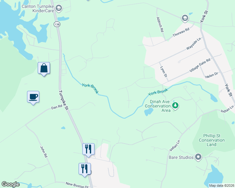 map of restaurants, bars, coffee shops, grocery stores, and more near 70 Balancing Rock Road in Canton