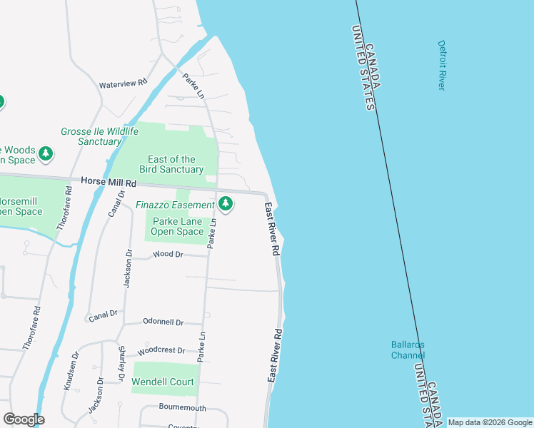 map of restaurants, bars, coffee shops, grocery stores, and more near 7575 Horse Mill Road in Grosse Ile Township