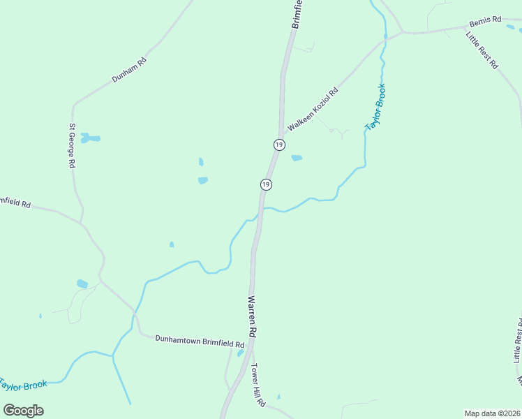 map of restaurants, bars, coffee shops, grocery stores, and more near 300 Warren Road in Brimfield