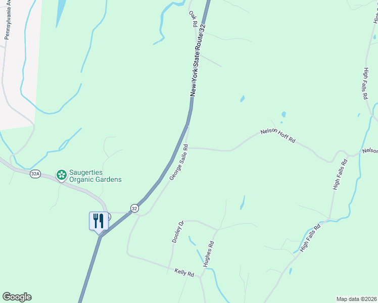 map of restaurants, bars, coffee shops, grocery stores, and more near 89 George Saile Road in Saugerties