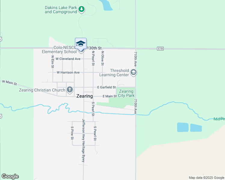 map of restaurants, bars, coffee shops, grocery stores, and more near 317 East Garfield Street in Zearing