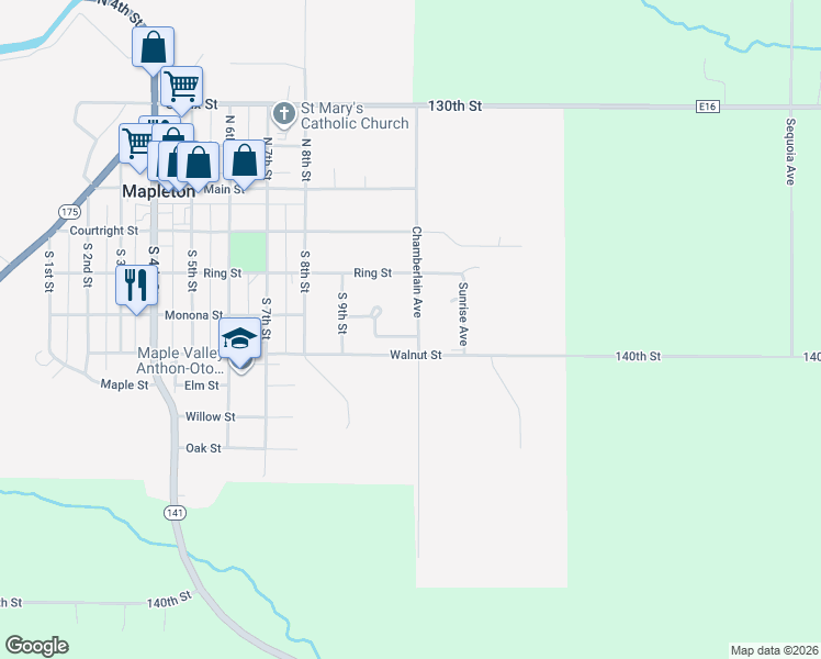map of restaurants, bars, coffee shops, grocery stores, and more near 300-398 Chamberlain Avenue in Mapleton