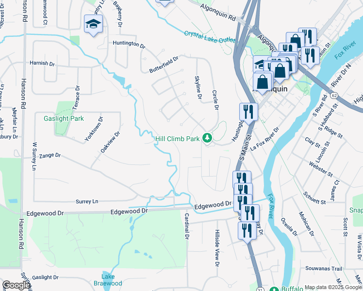 map of restaurants, bars, coffee shops, grocery stores, and more near 780 Concord Court in Algonquin