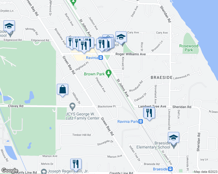 map of restaurants, bars, coffee shops, grocery stores, and more near 522 Burton Avenue in Highland Park