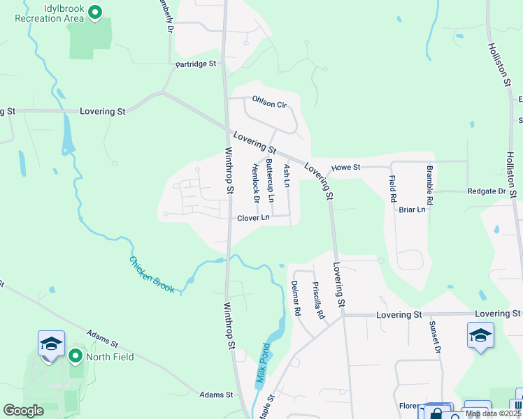 map of restaurants, bars, coffee shops, grocery stores, and more near 21 Hemlock Drive in Medway