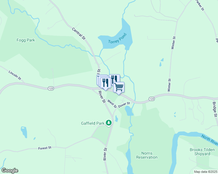 map of restaurants, bars, coffee shops, grocery stores, and more near in Norwell