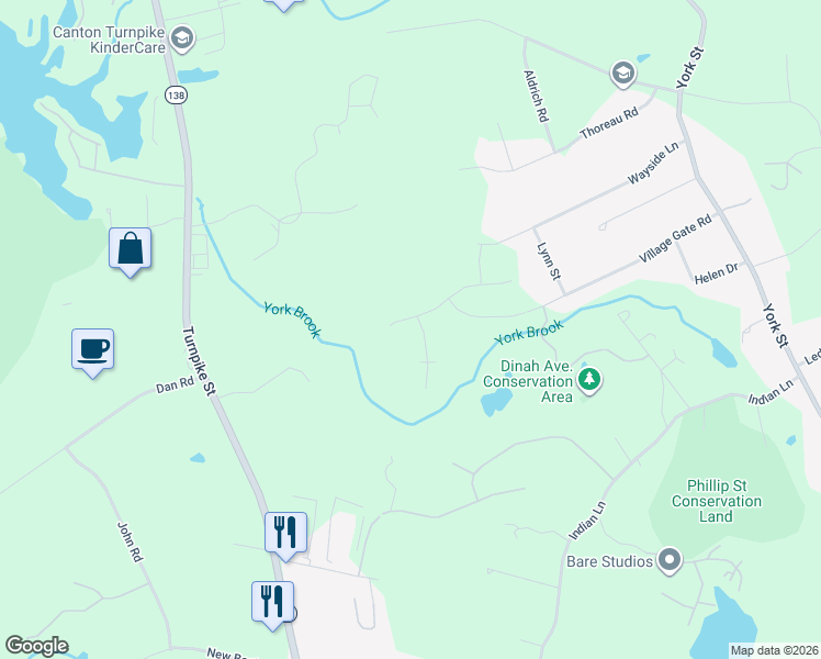 map of restaurants, bars, coffee shops, grocery stores, and more near 70 Balancing Rock Road in Canton