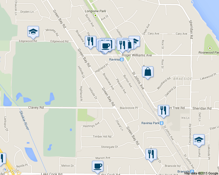 map of restaurants, bars, coffee shops, grocery stores, and more near 661 Washington Place in Highland Park